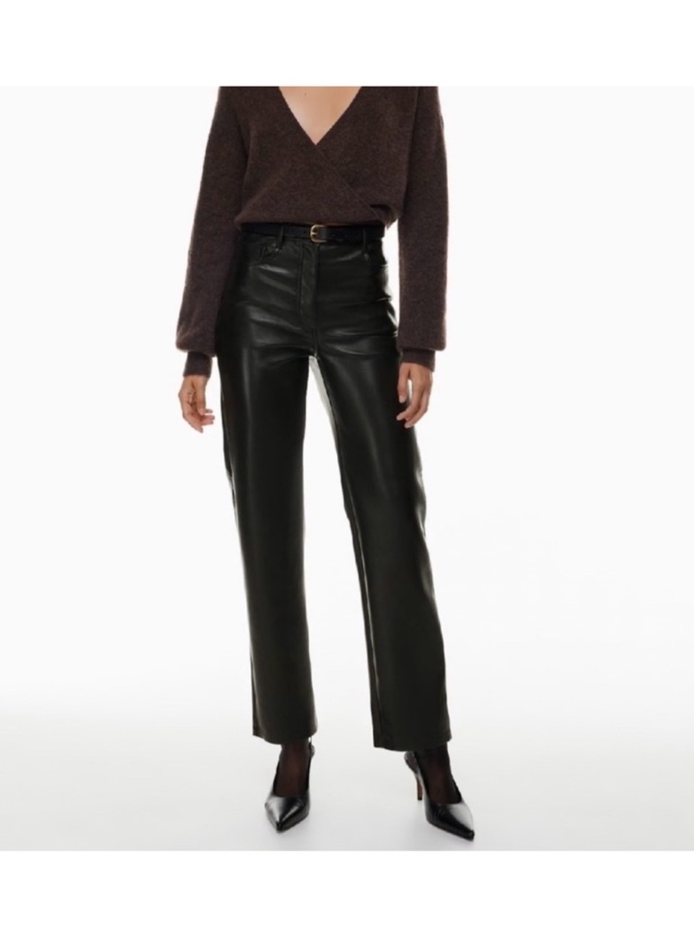 Wilfred Black Faux Leather Butter Soft Straight leg Pants